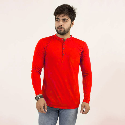 Long Sleeves Kurti Style Plain Tees For Men