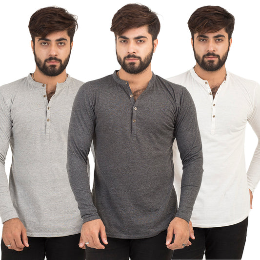 Pack Of 3 Kurti Style Tees For Men