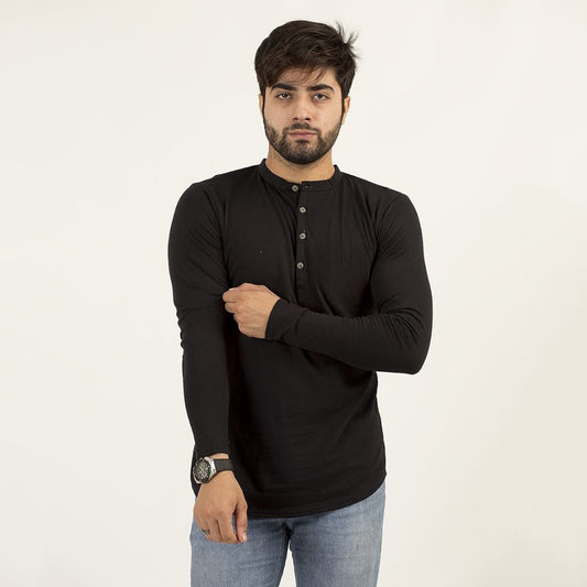 Long Sleeves Kurti Style Plain Tees For Men