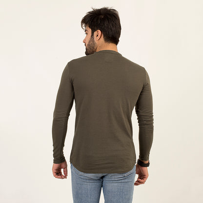 Long Sleeves Kurti Style Plain Tees For Men