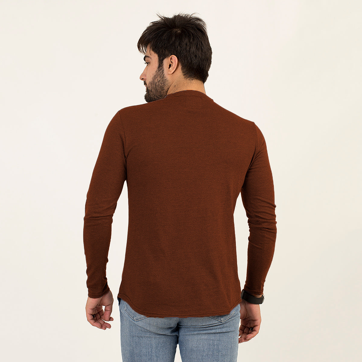 Long Sleeves Kurti Style Plain Tees For Men