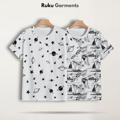 All Over Printed T-Shirts Pack Of 2