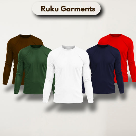 Pack Of 5 Multicolor Cotton Plain Tees