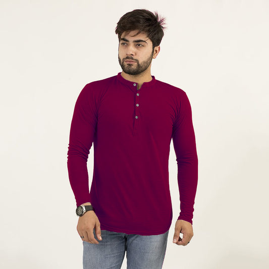 Long Sleeves Kurti Style Plain Tees For Men