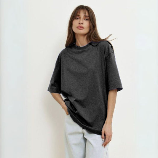 Drop Shoulder Basic Short Sleeves T-shirt For Women