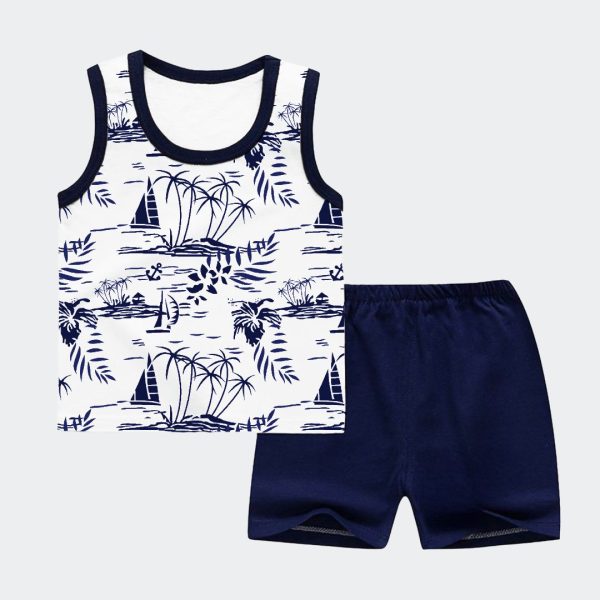 All Over Printed Sandos & Shorts For Kids Pack Of 3 - Ruku Garments