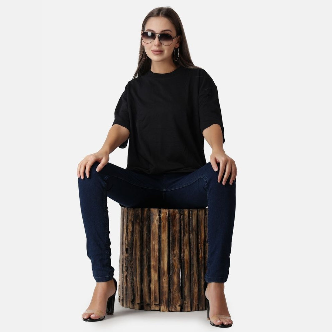 Drop Shoulder Basic Short Sleeves T-shirt For Women - Ruku Garments